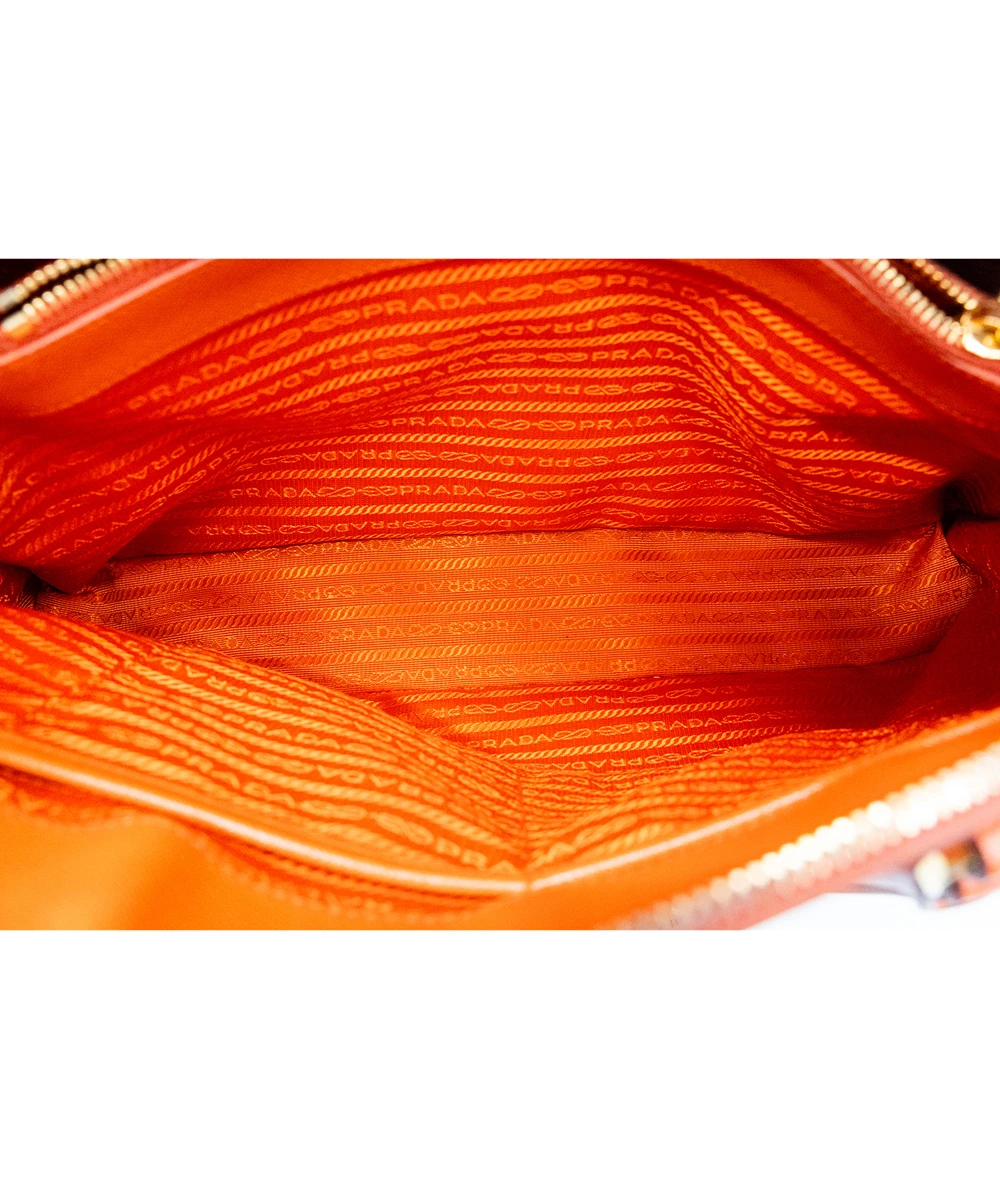 Prada Papaya Saffiano Leather Medium Promenade Tote Bag