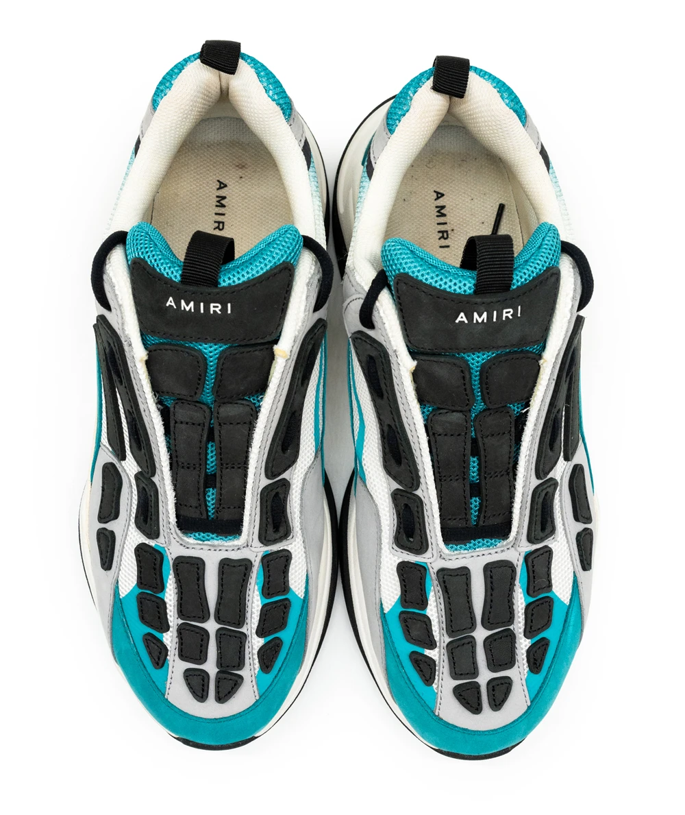 Amiri Size 46 Teal and Black Bone Runner Sneakers