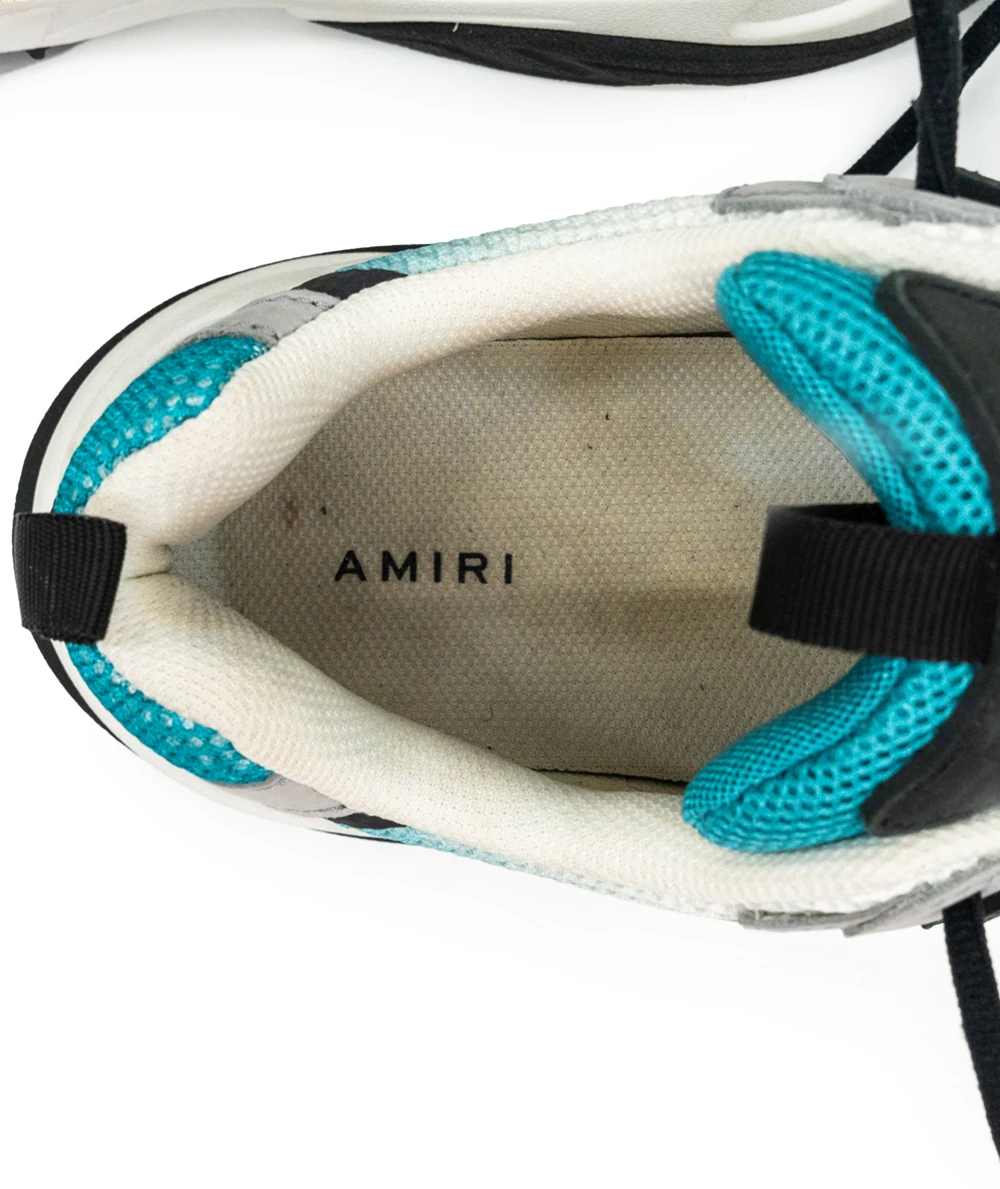 Amiri Size 46 Teal and Black Bone Runner Sneakers