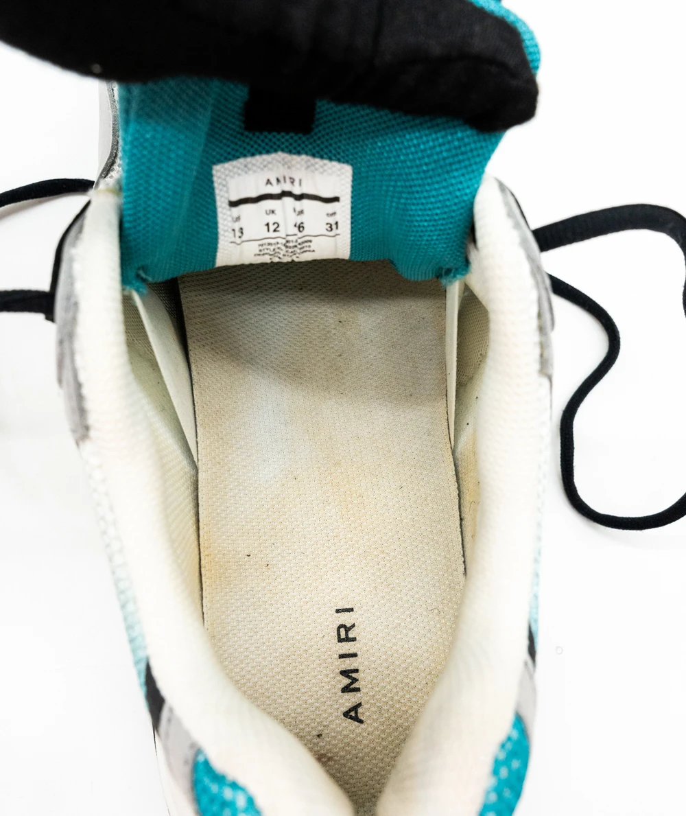 Amiri Size 46 Teal and Black Bone Runner Sneakers