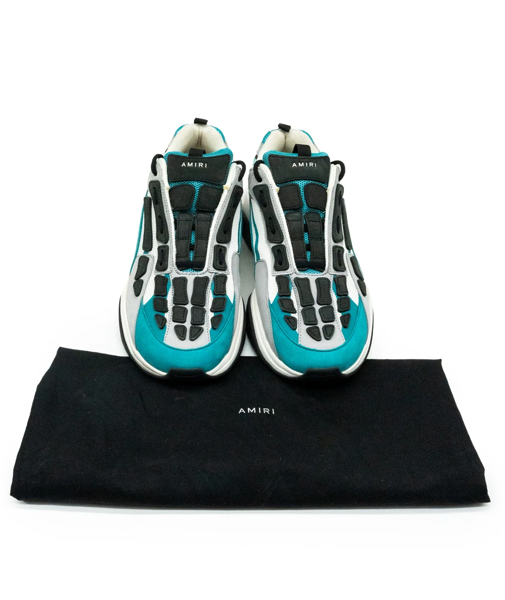 Amiri Size 46 Teal and Black Bone Runner Sneakers
