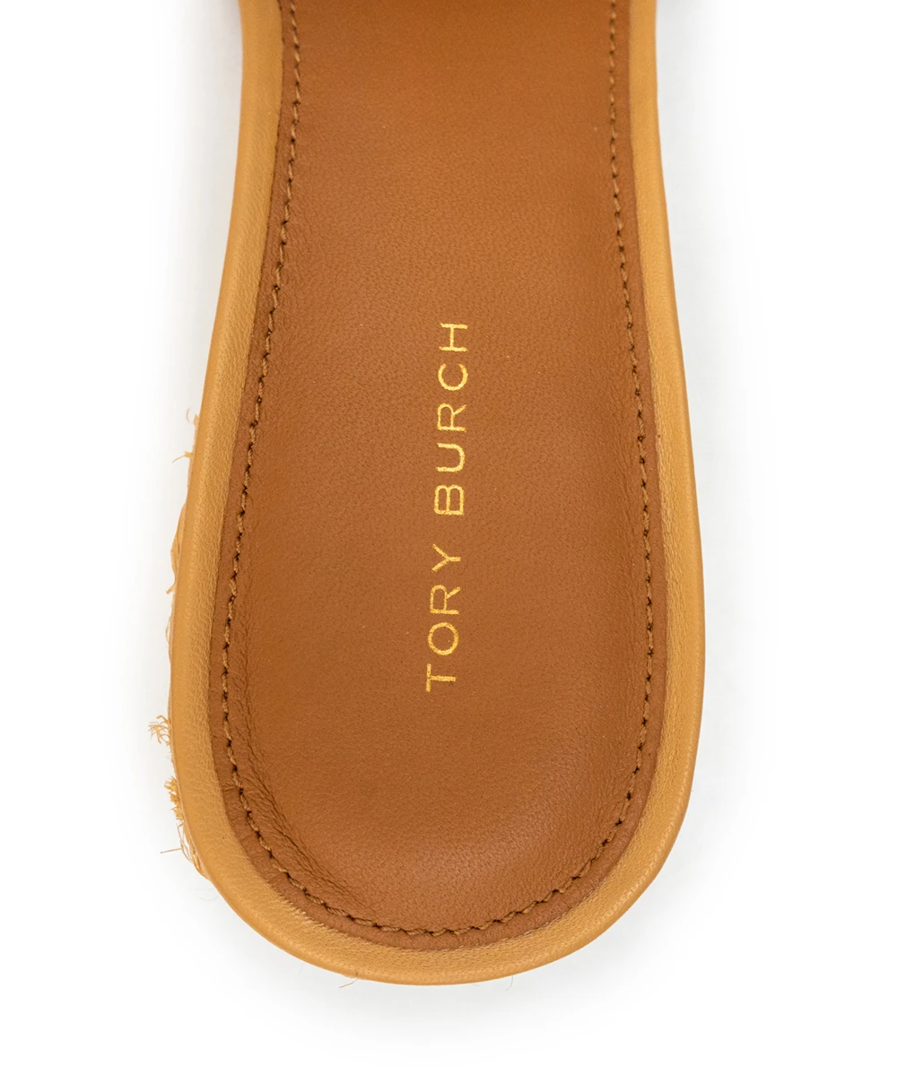 Tory Burch Size 37.5 Everly Raffia Block Sandal Slide