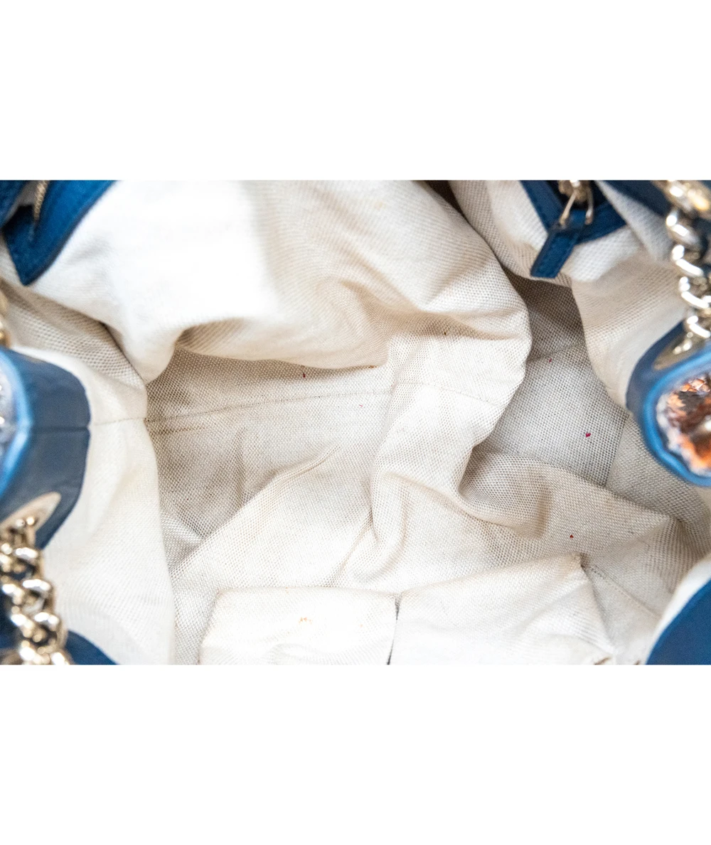 Gucci Brown and Blue Python Leather Medium Chain Soho Shoulder Bag
