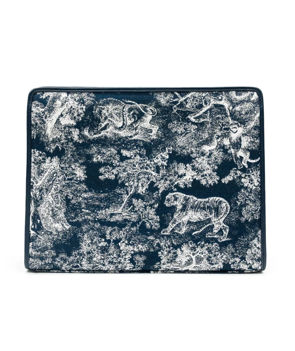Christian Dior 30 Montaigne Dea Blue Toile de Jouy Reverse Jacquard Pouch