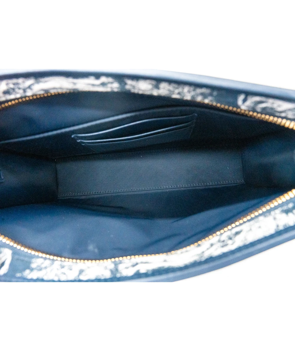 Christian Dior 30 Montaigne Dea Blue Toile de Jouy Reverse Jacquard Pouch