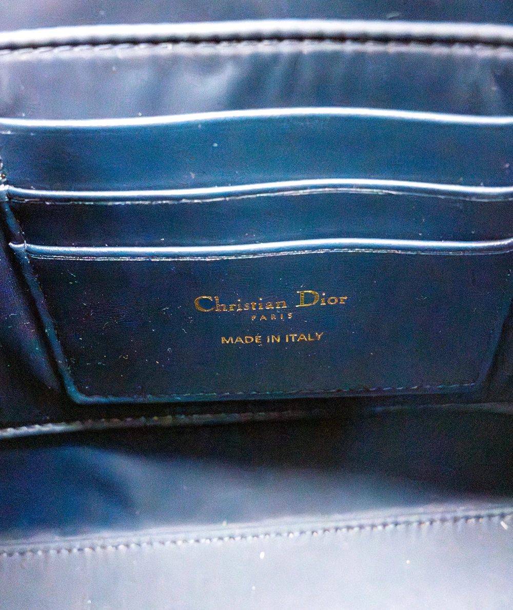 Christian Dior 30 Montaigne Dea Blue Toile de Jouy Reverse Jacquard Pouch