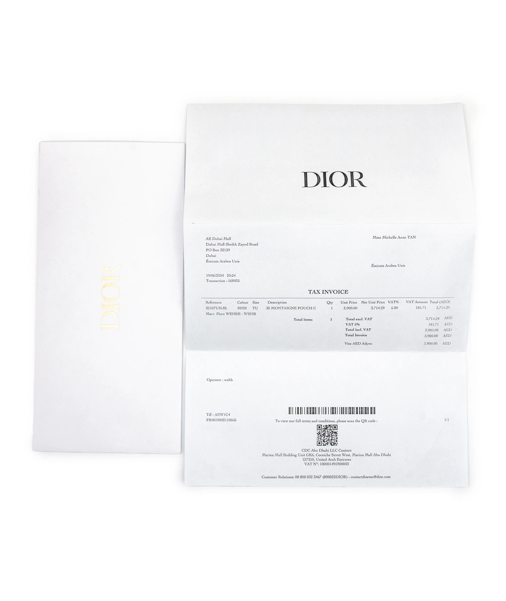 Christian Dior 30 Montaigne Dea Blue Toile de Jouy Reverse Jacquard Pouch