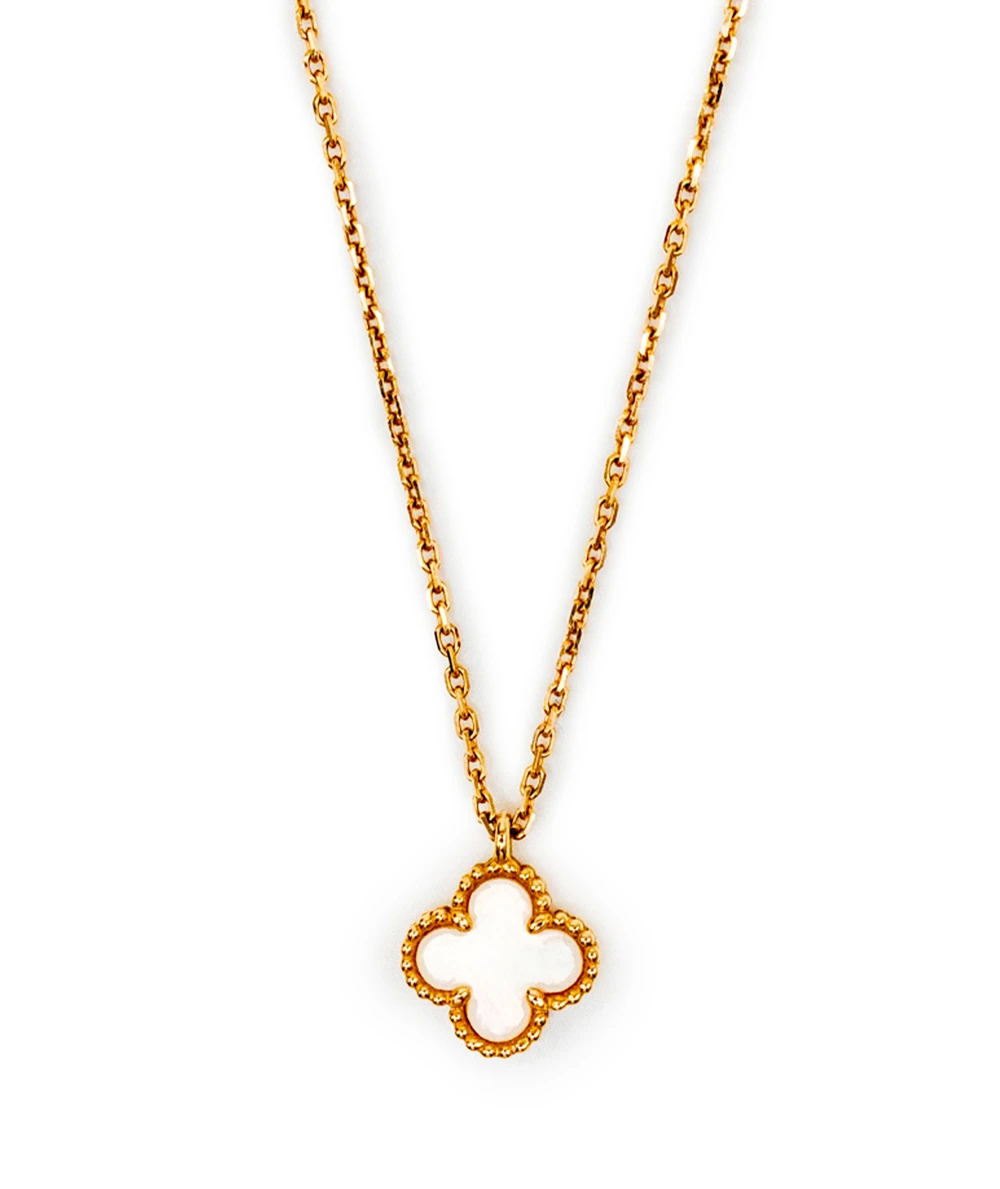 Van Cleef  Arpels Sweet Alhambra Mother of Pearl 18k Yellow Gold Necklace