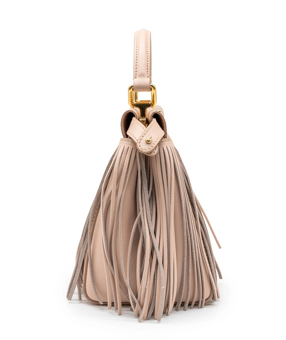 Fendi Nappa Fringe Mini Peekaboo Rosa Quarzo in Calf Leather