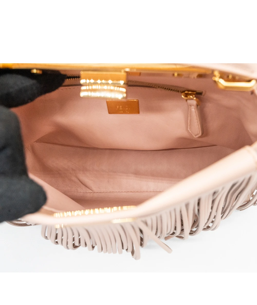 Fendi Nappa Fringe Mini Peekaboo Rosa Quarzo in Calf Leather