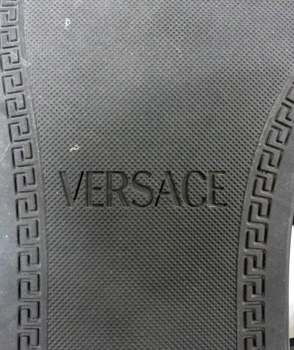 Versace Size 37 Alia Rubber Sandals in Black