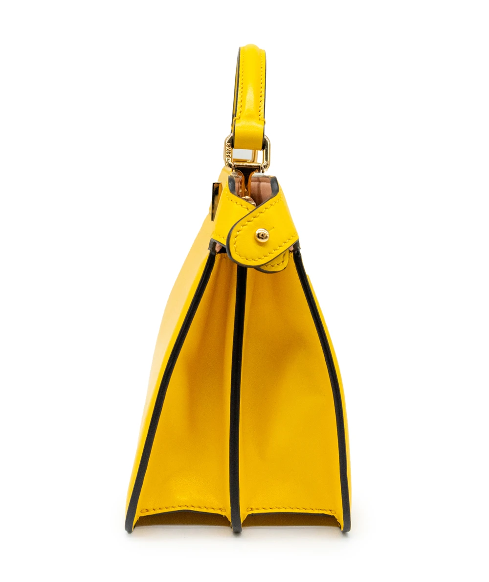 Fendi Yellow and Light Rose Calfskin Leather Peekaboo I See You Tote Handbag