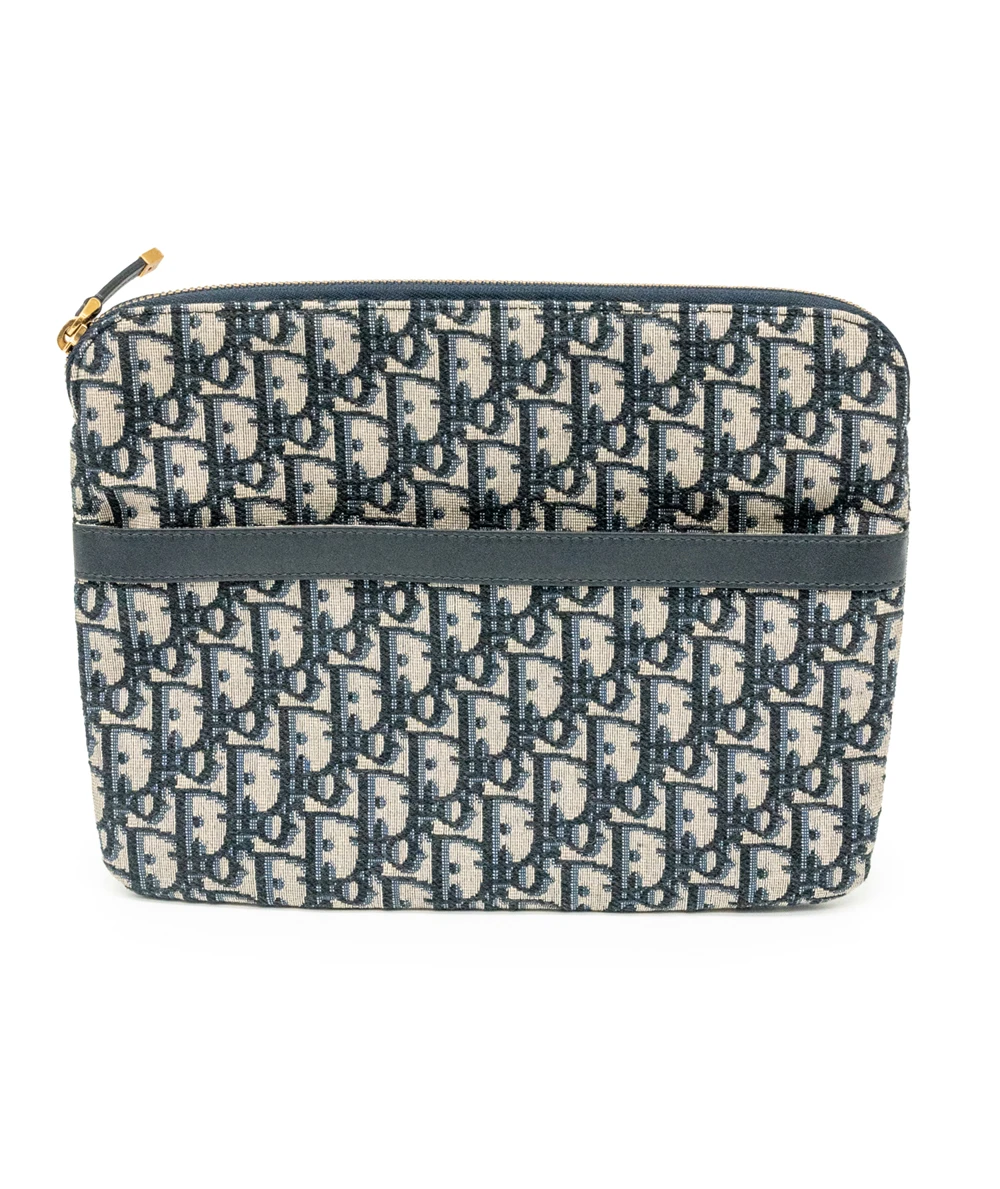 Dior Navy Blue Oblique Canvas and Leather Diortravel Kit