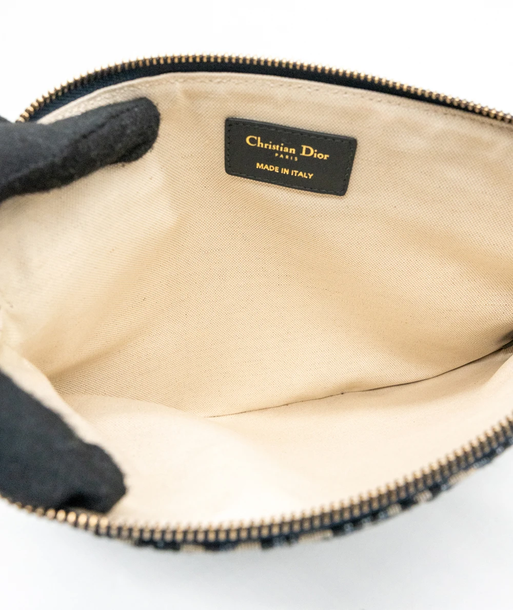 Dior Navy Blue Oblique Canvas and Leather Diortravel Kit