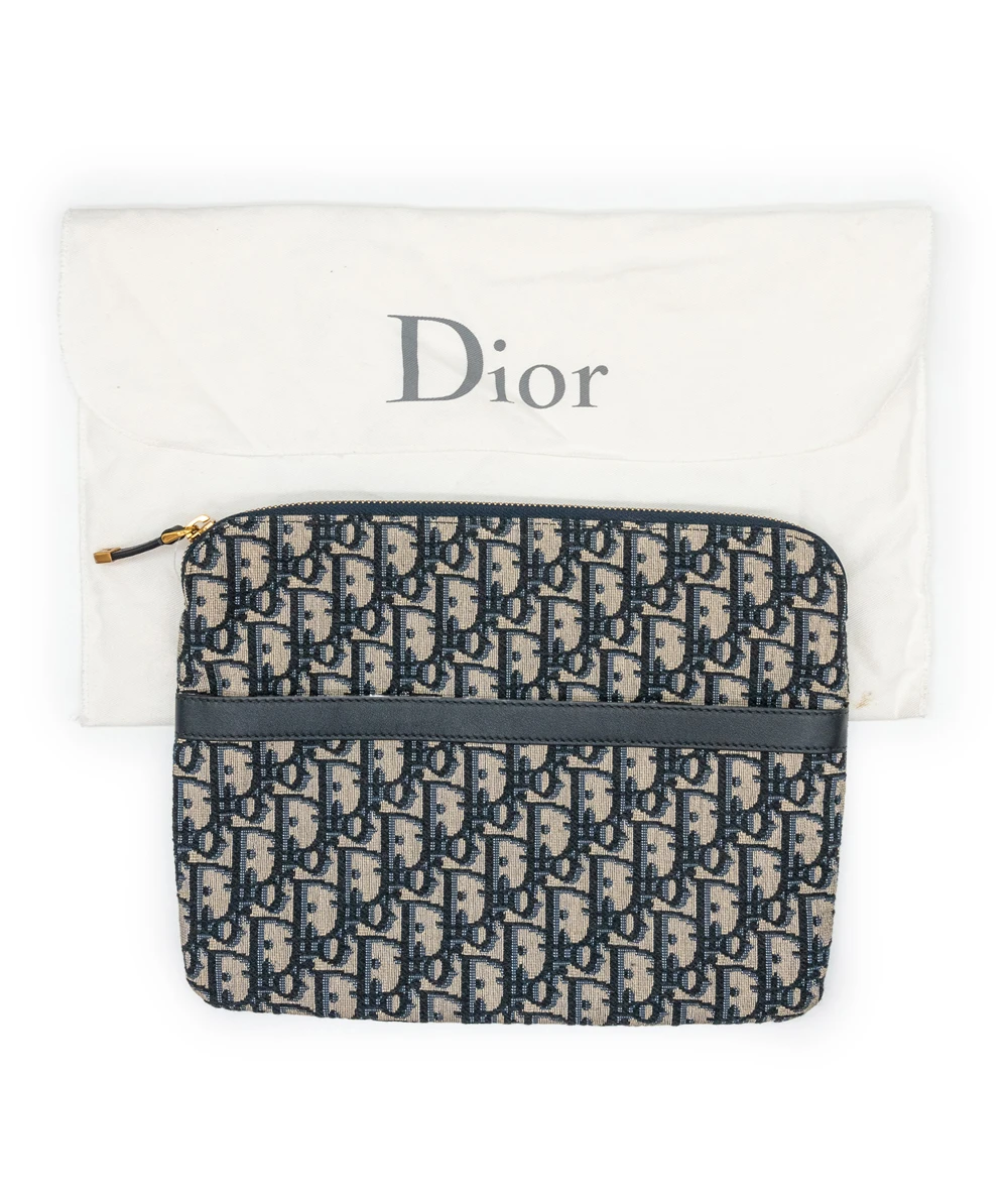 Dior Navy Blue Oblique Canvas and Leather Diortravel Kit