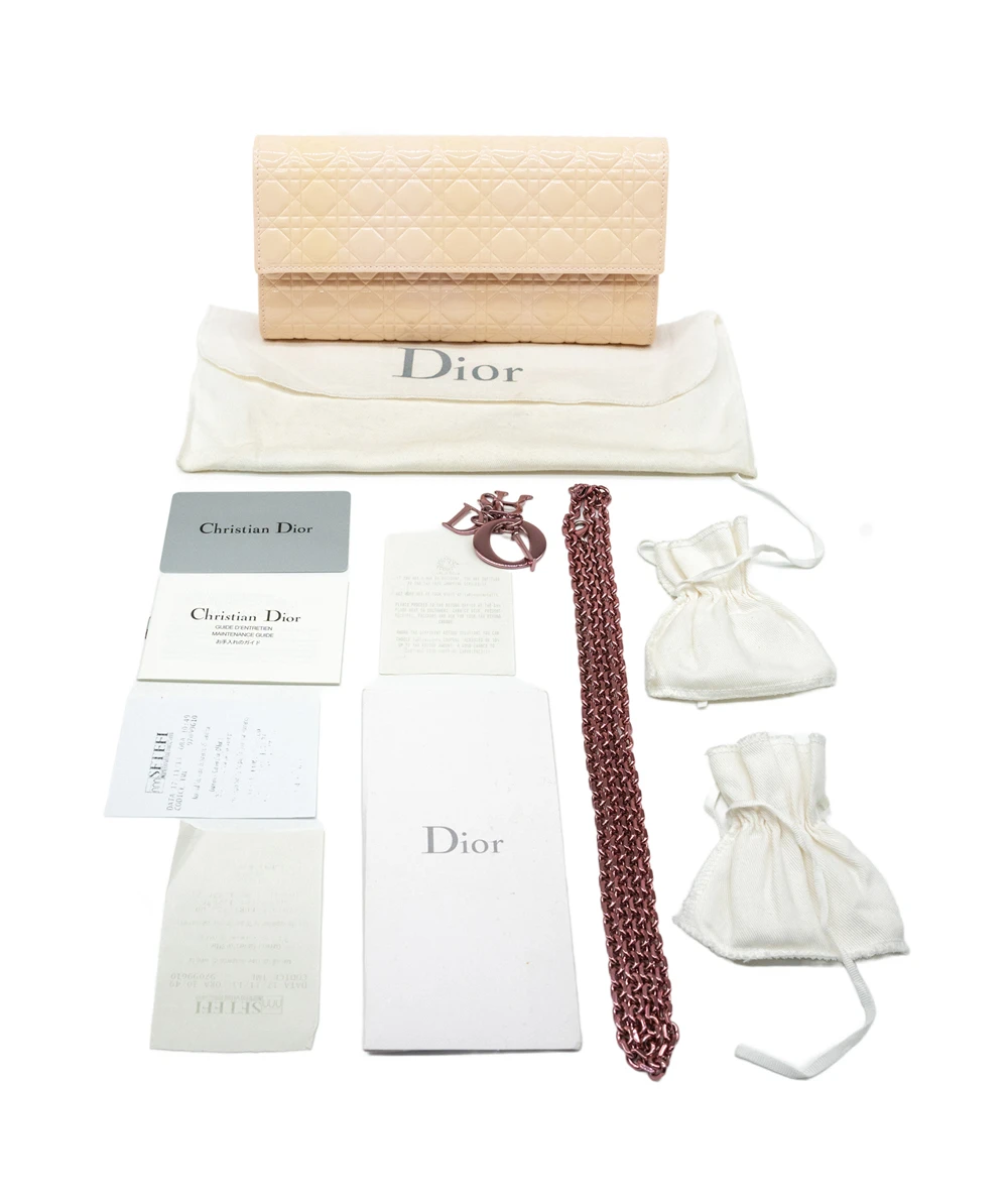 Christian Dior Wallet on Chain in Patent Pink Leather and Pink Hardware
