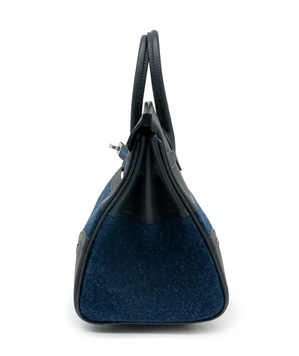 Hermes 2024 (Stamp W) Caban/Bleu Nuit Swift Leather and Feutre Palladium Hardware Limited Edition Birkin 25 Go Team Bag