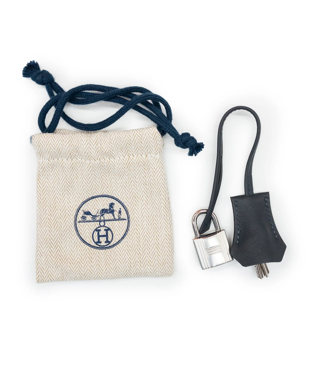 Hermes 2024 (Stamp W) Caban/Bleu Nuit Swift Leather and Feutre Palladium Hardware Limited Edition Birkin 25 Go Team Bag
