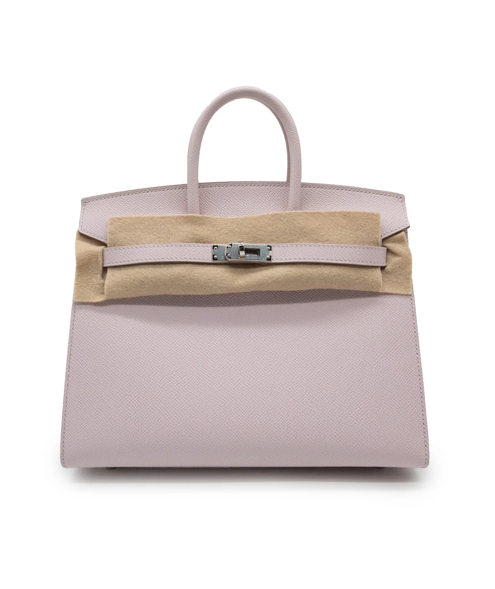 Hermes 2023 (Stamp B) Birkin 25 Serie Mauve pale in Epson Leather with Silver Hardware
