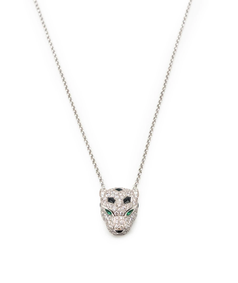 Cartier panther multi-color Diamond Necklace in 18k White Gold
