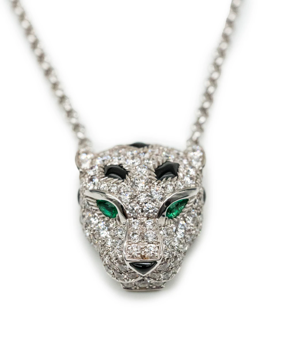 Cartier panther multi-color Diamond Necklace in 18k White Gold