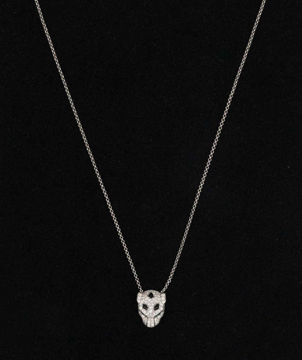 Cartier panther multi-color Diamond Necklace in 18k White Gold