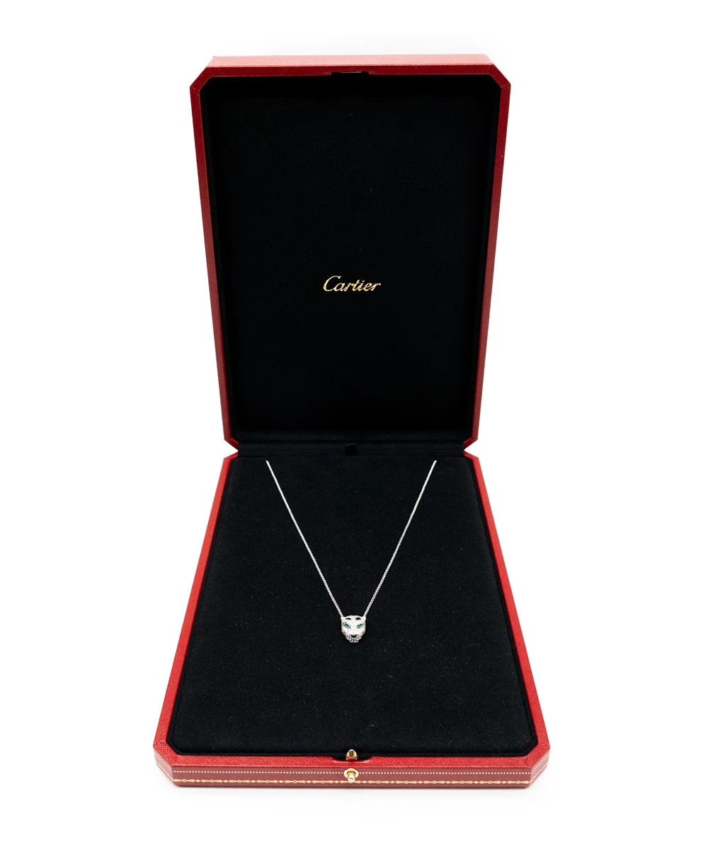 Cartier panther multi-color Diamond Necklace in 18k White Gold