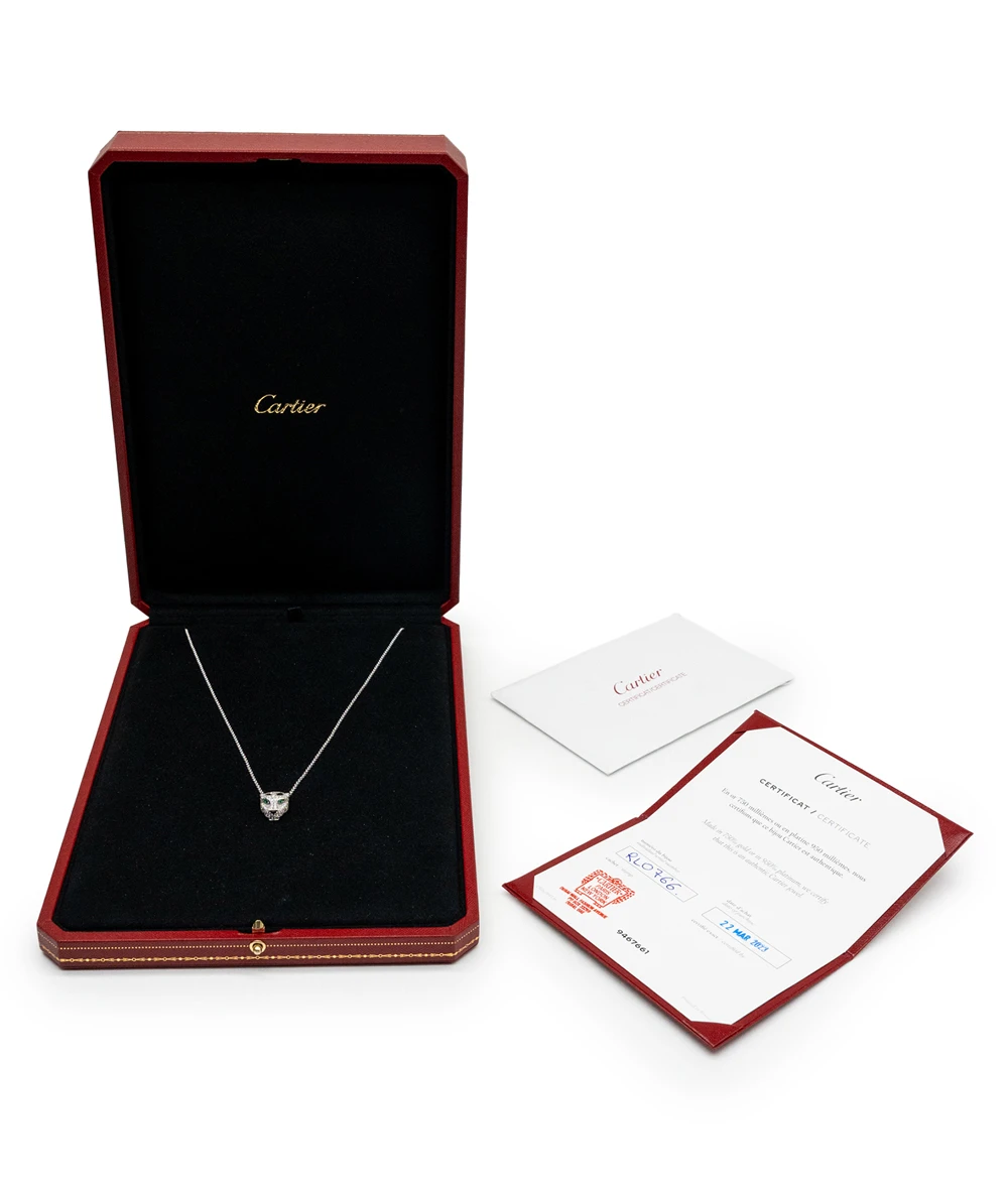 Cartier panther multi-color Diamond Necklace in 18k White Gold