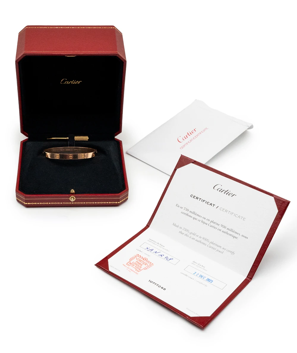 Cartier Size 17 Love Bracelet in 18k Rose Gold