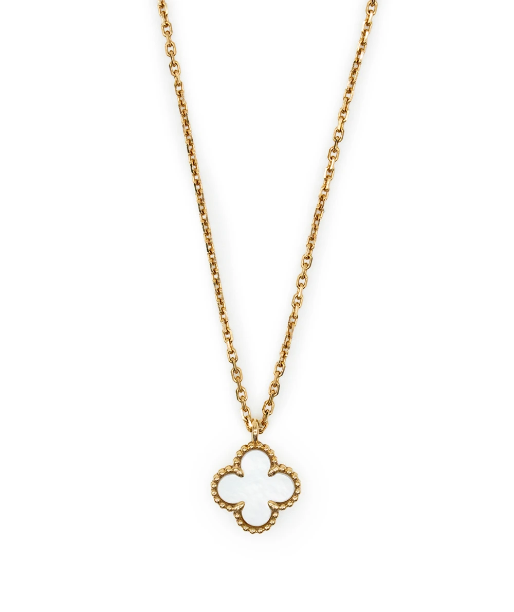 Van Cleef  Arpels Sweet Alambra Mother of Pearl 18k Yellow Gold Necklace