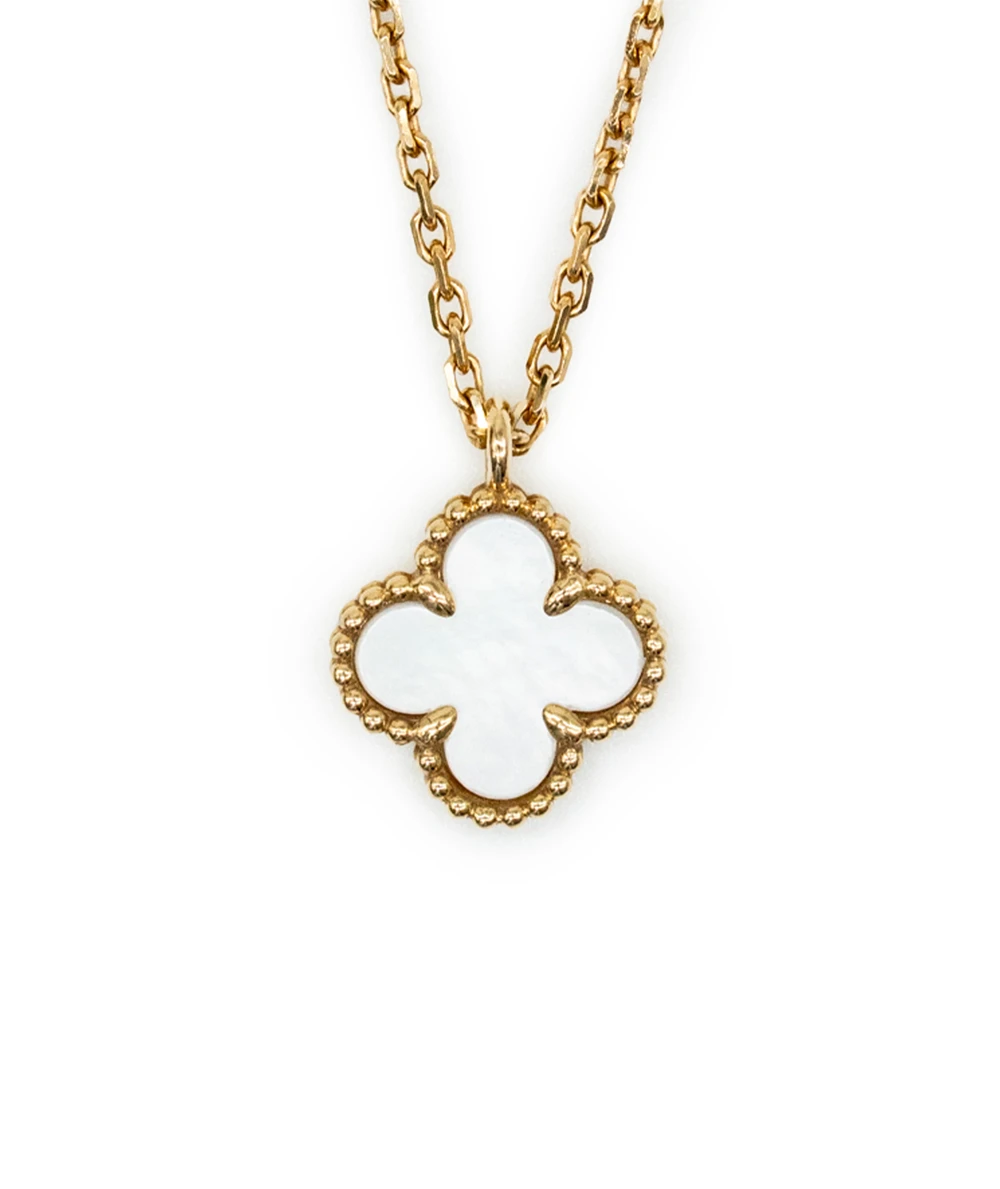 Van Cleef  Arpels Sweet Alambra Mother of Pearl 18k Yellow Gold Necklace