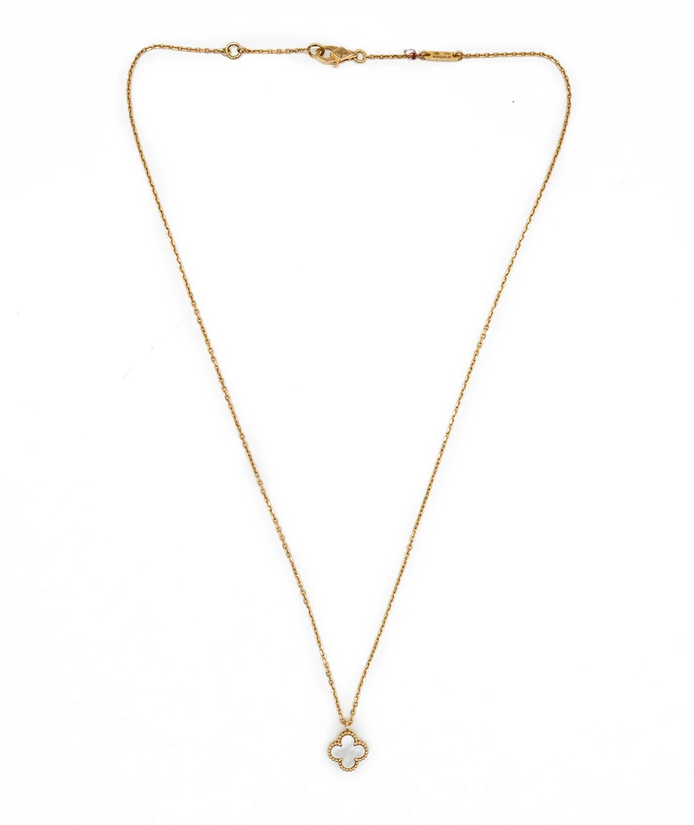 Van Cleef  Arpels Sweet Alambra Mother of Pearl 18k Yellow Gold Necklace
