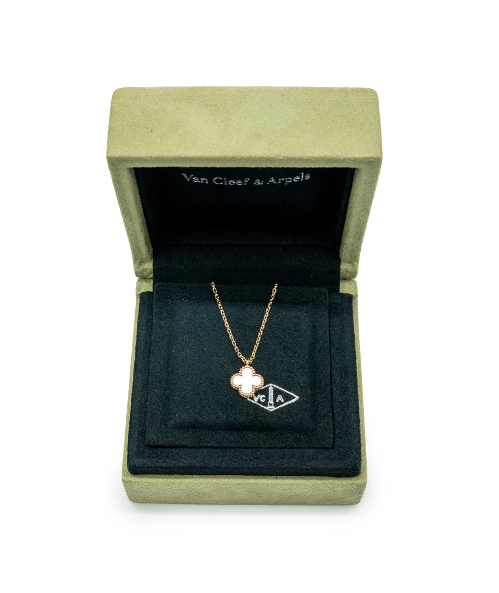 Van Cleef  Arpels Sweet Alambra Mother of Pearl 18k Yellow Gold Necklace