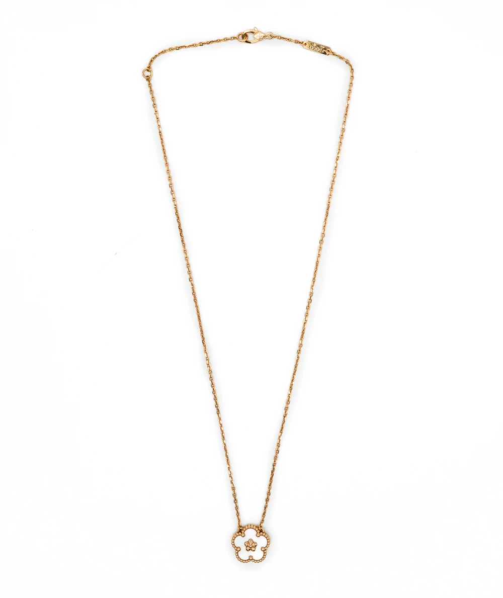 Van Cleef  Arpels Lucky Spring Mother of Pearl Pendant in 18K Rose Gold