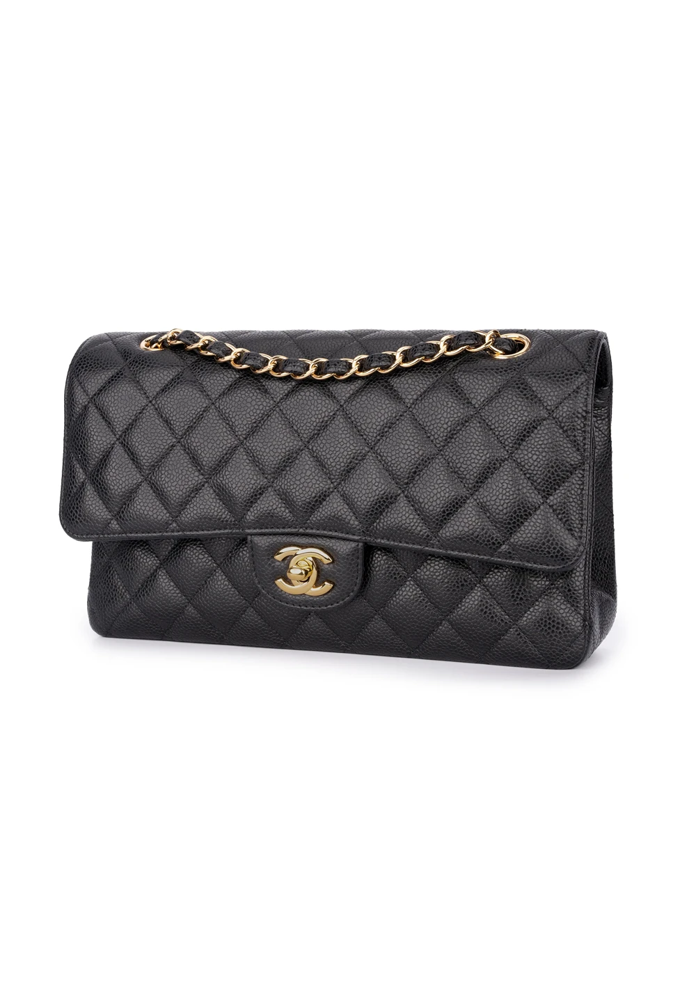 Chanel Medium Classic Quilted Caviar Double Flap Black