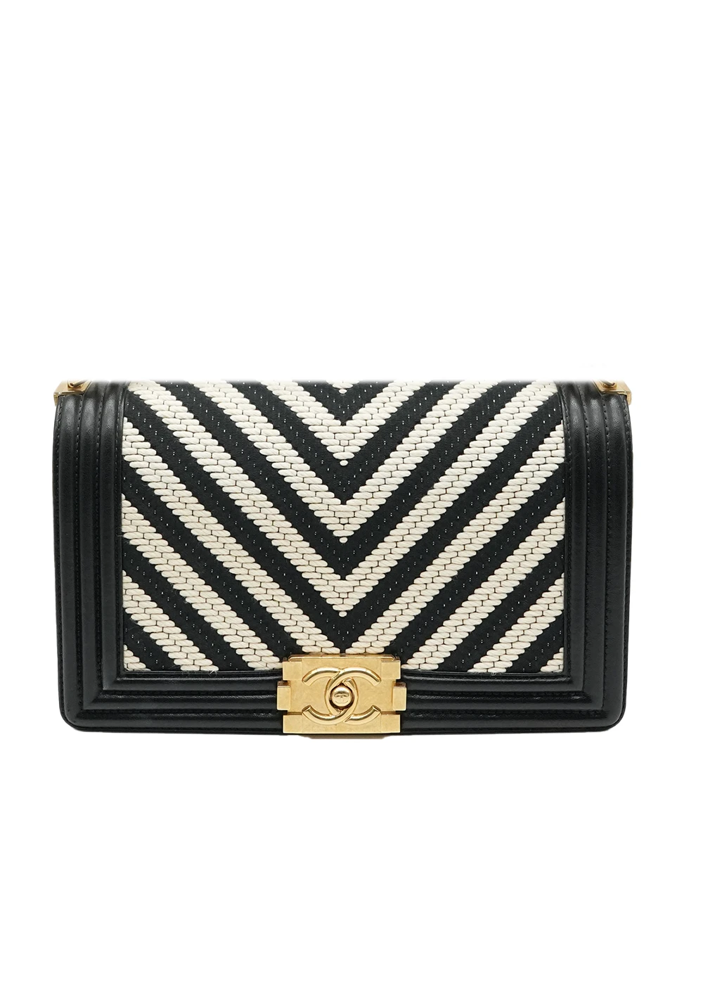Chanel Boy Chanel Braided  Chain Shoulder Bag Black/White