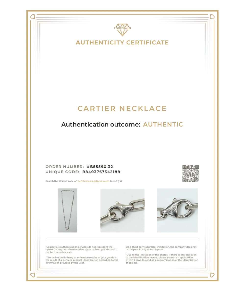 Cartier Santos de Cartier Necklace in 18k White Gold with Cleaning Kit