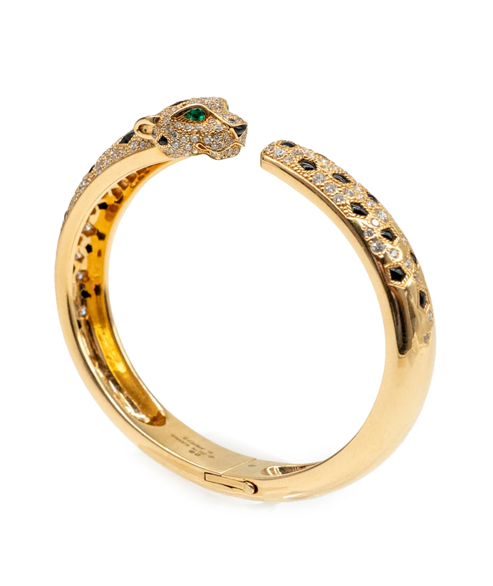 Cartier Panthère de Cartier Bracelet, 18K Yellow Gold, Diamonds, Tsavorite garnets, Onyx Size 16