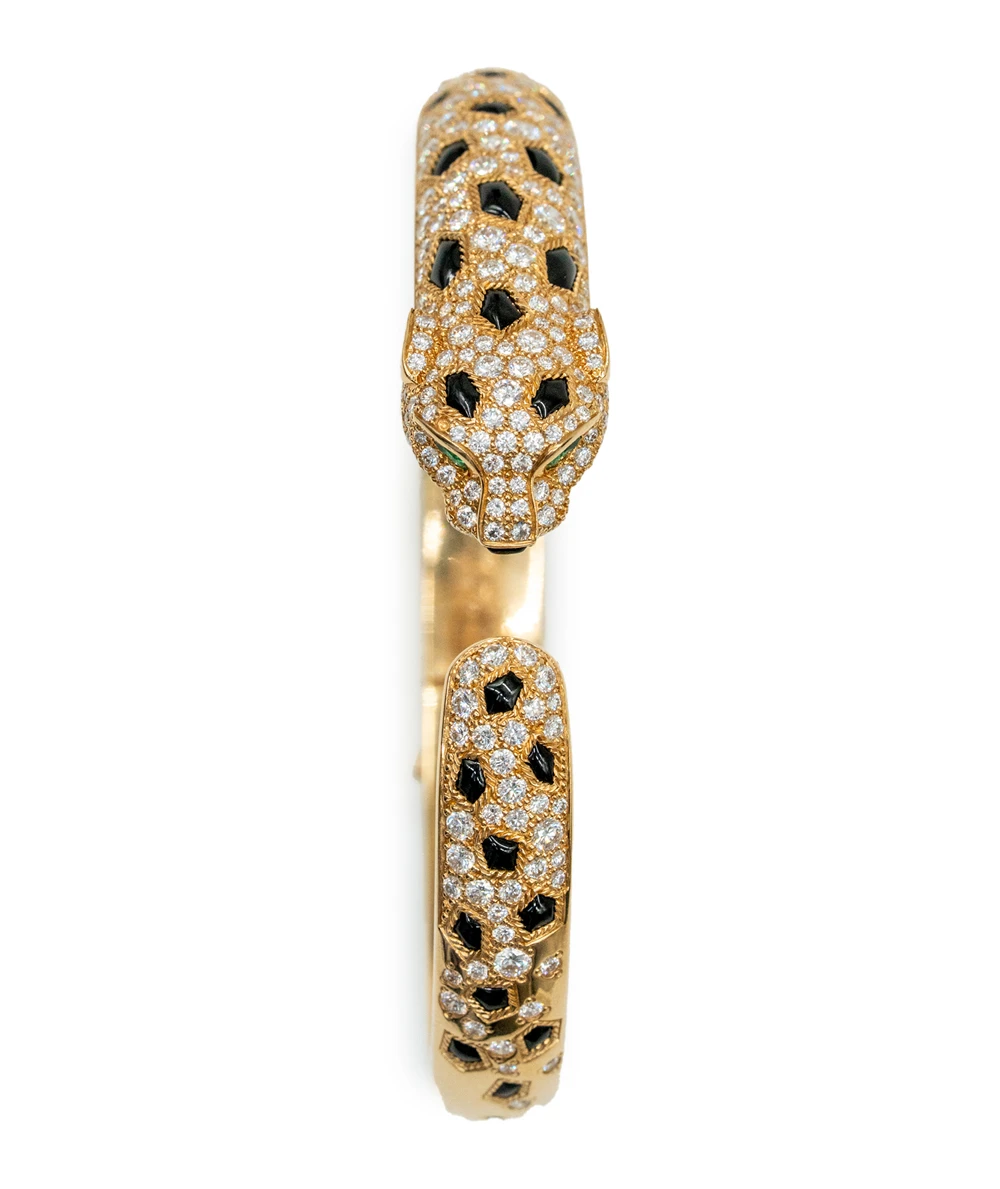 Cartier Panthère de Cartier Bracelet, 18K Yellow Gold, Diamonds, Tsavorite garnets, Onyx Size 16
