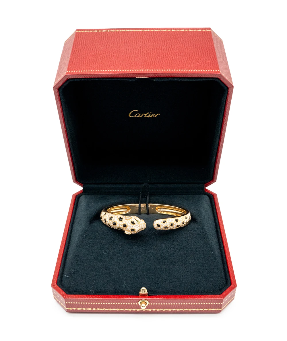 Cartier Panthère de Cartier Bracelet, 18K Yellow Gold, Diamonds, Tsavorite garnets, Onyx Size 16