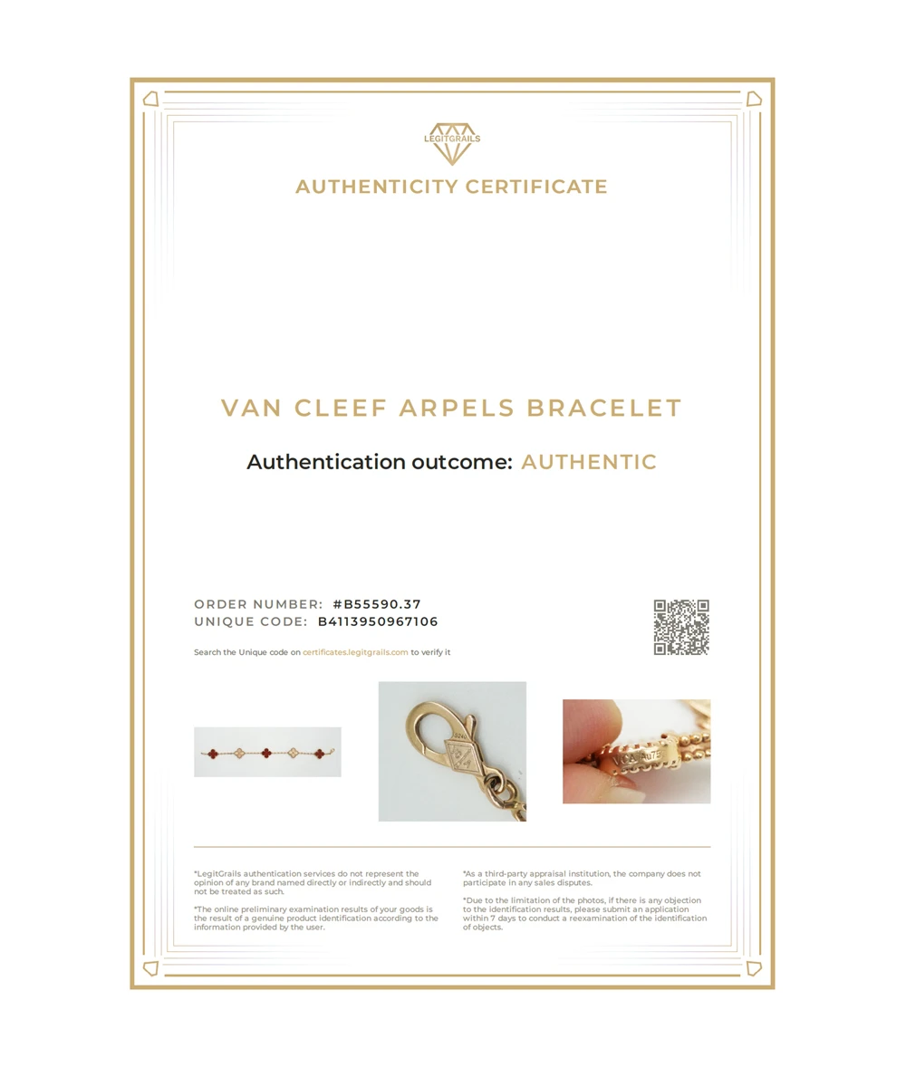 Van Cleef  Arpels Vintage Alhambra Carnelian 18K Pink Gold 5 Motif Station Bracelet