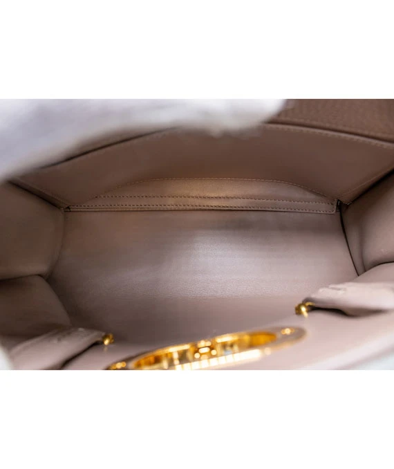 Christian Dior St. Honore, 30 Montaigne Beige Handbag in Calfskin Leather