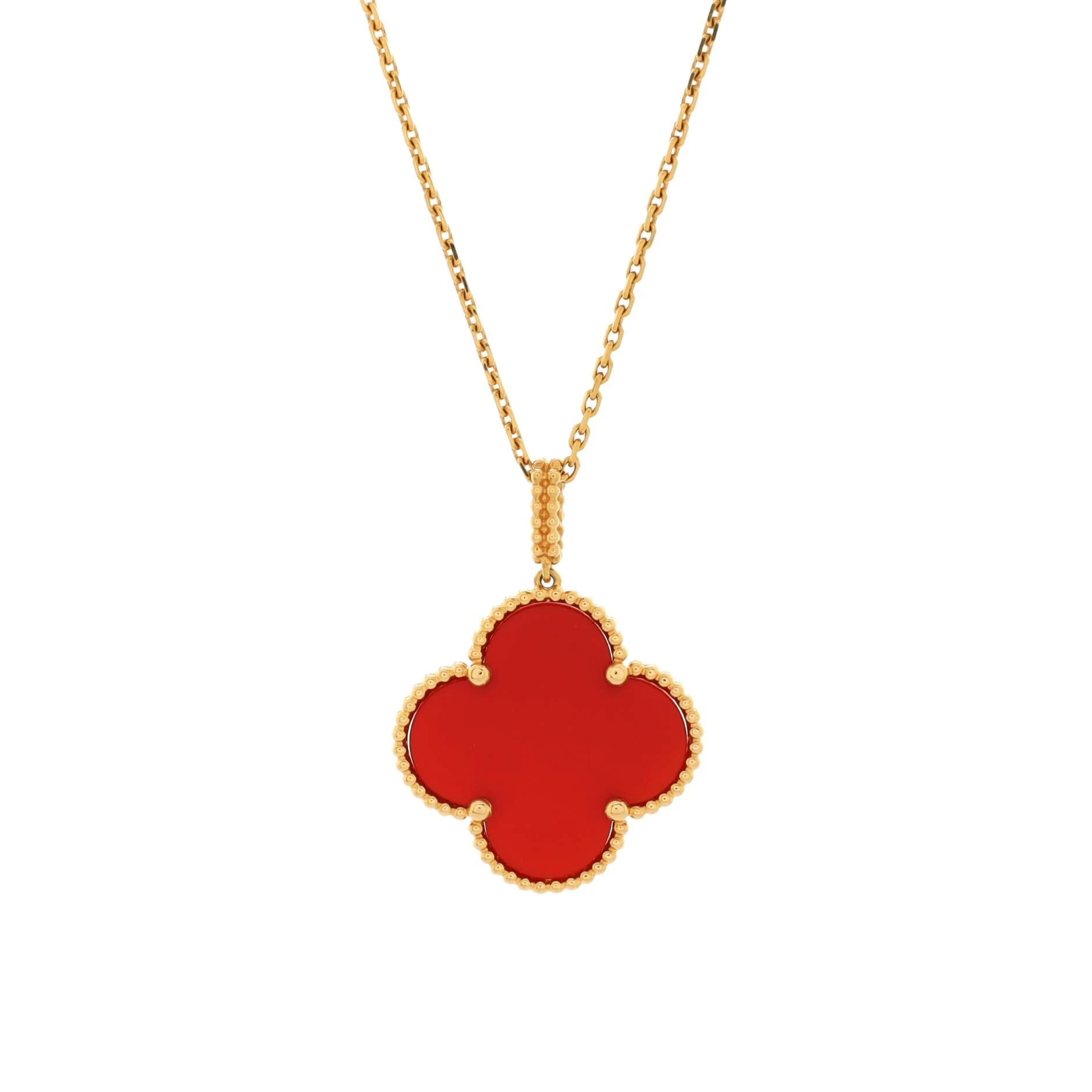 Van Cleef  Arpels Magic Alhambra Long Necklace Carnelian vintage 18K gold necklace JF189830