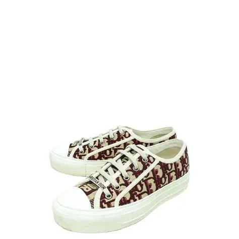 Dior Walkn Dior low top Sneaker Burgundy  White Canvas Size 39