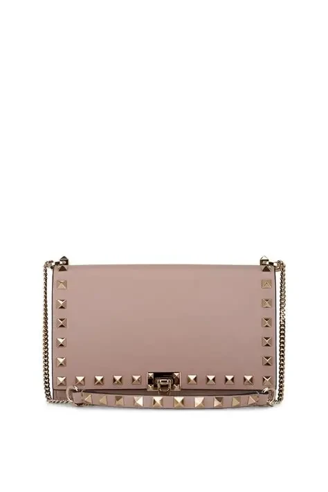 Valentino Garavani Rockstud Chain Wallet Poudre Color