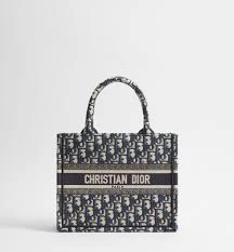 Dior Book Tote Bag Oblique Embroidery Blue