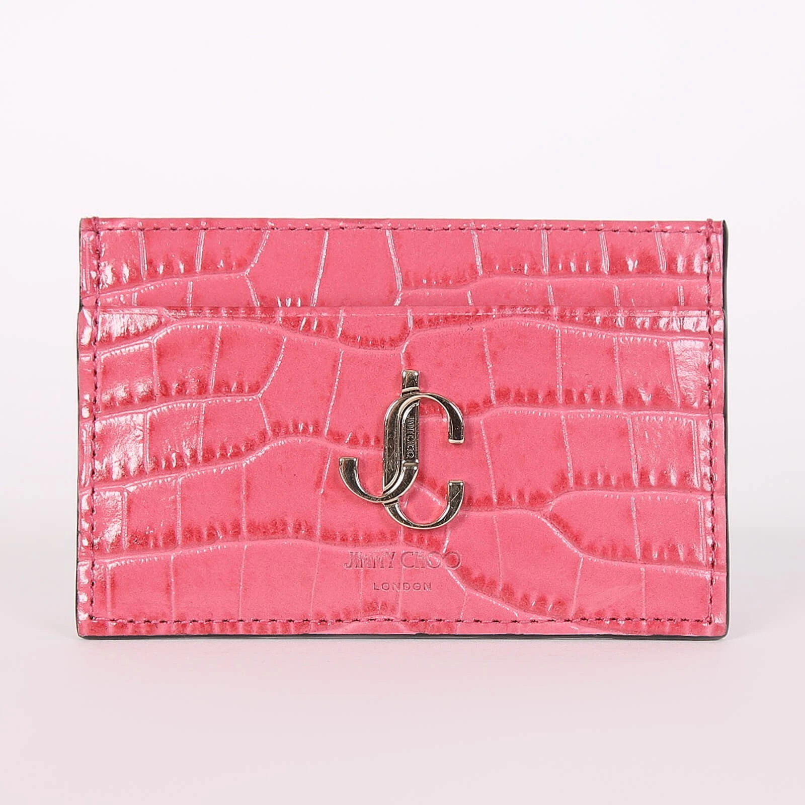Jimmy Choo Umika  Crocodile Embossed Pink Card Holder