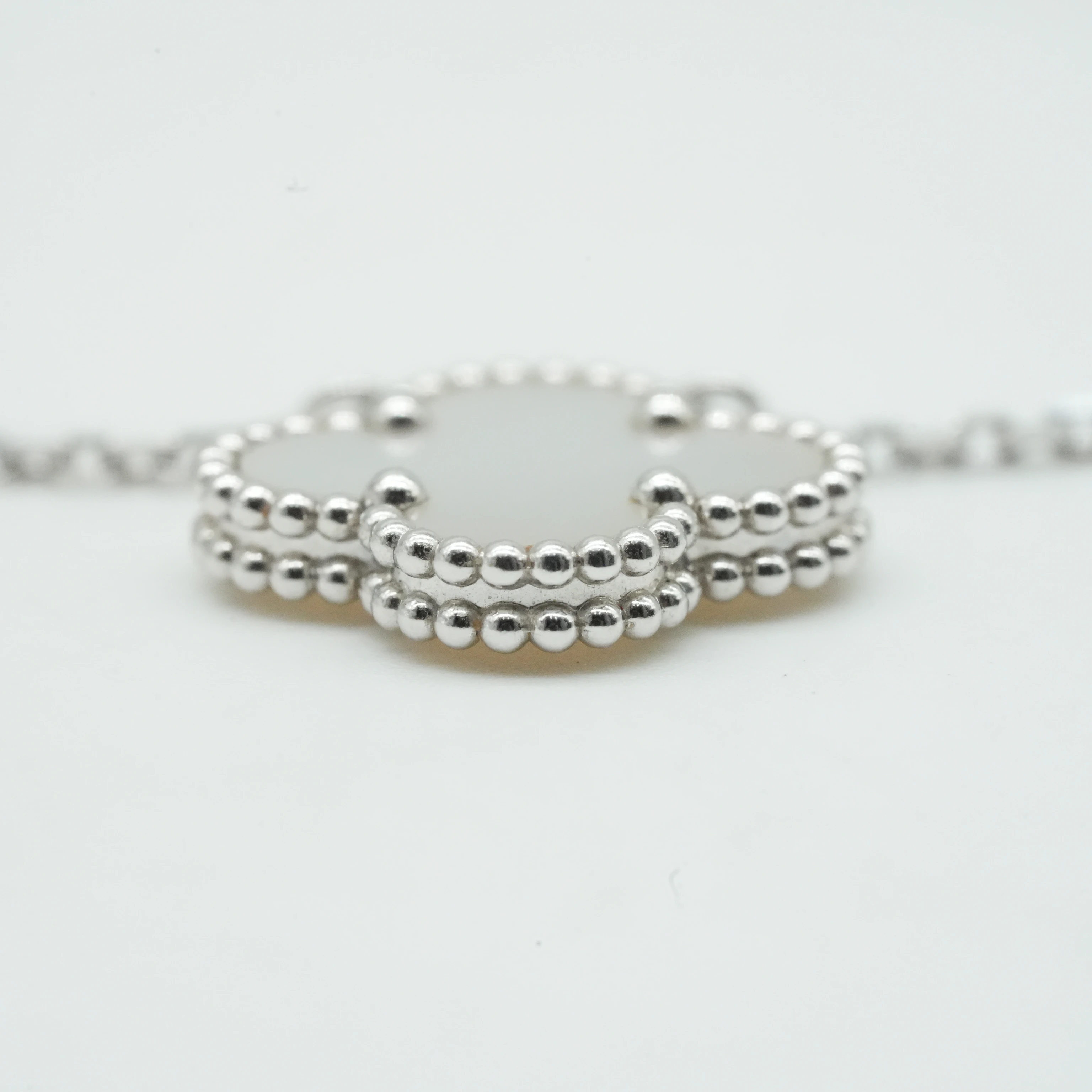 Van Cleef  Arpels Vintage Alhambra pendant Necklace 18K White Gold 5.3g JO172562