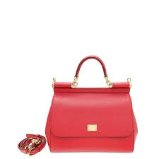 Dolce  Gabbana Red Dauphine Leather Sicily Bag
