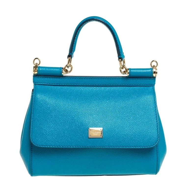 Dolce  Gabbana Sicily bag in Dauphine leather with gold-tone hardware turquoise Mini